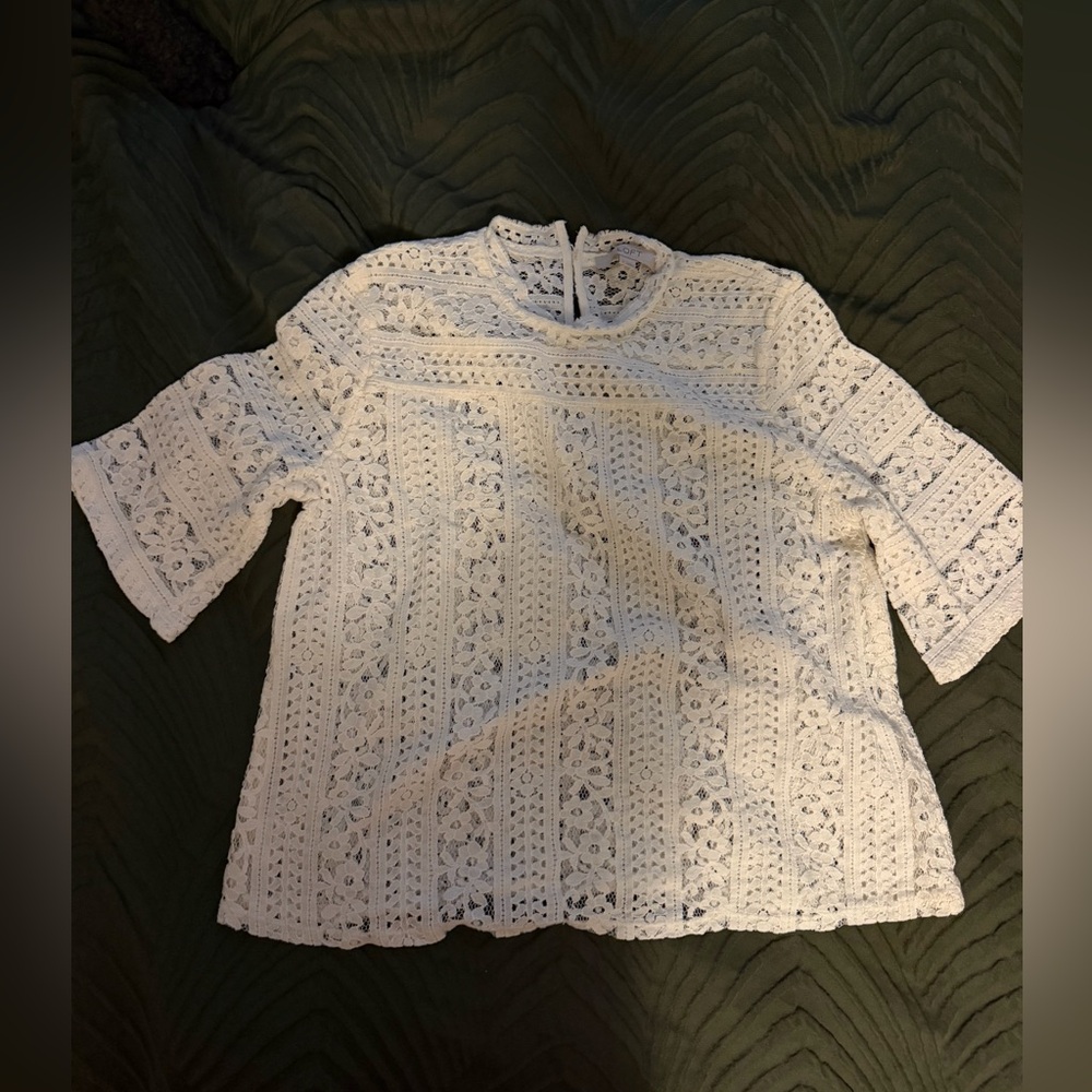 LOFT Ivory Crochet Lace Shell